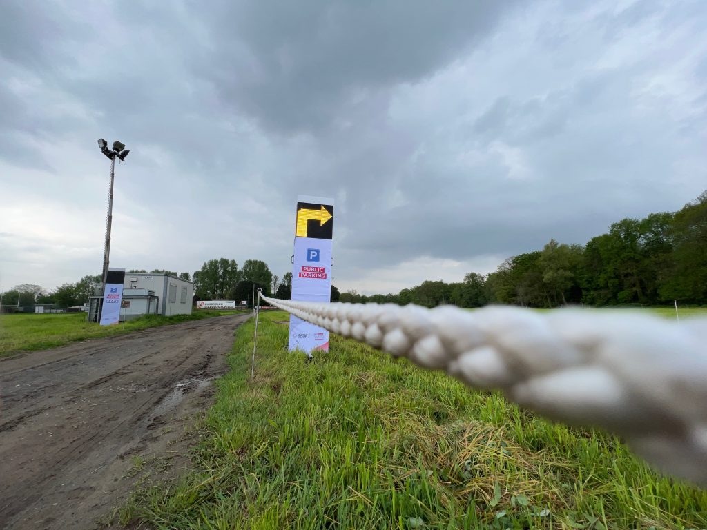 Safe Motion supplied Mobile LED signs at Soudal Open 2023, used for temporary parking with commercial space for event sponsors.